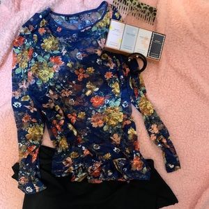 Xl floral mesh long sleeve blouse